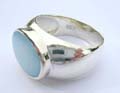 Sterling silver blue mother of seashell wide ring 