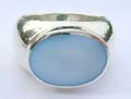 Sterling silver blue mother of seashell wide ring 
