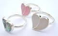 Heart shape sterling silver ring with assorted mother of seashell inlaid, randomly picked by warehouse staff