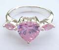 Pinkish cz with heart shape and leaf shape wings design made of 925. sterling silver ring