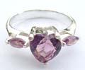Amethyst cz with heart shape and leaf shape wings design made of 925. sterling silver ring