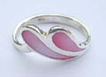 2 pinky mother of seashell water-drop design made of 925. sterling silver ring