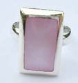 Rectangular pinkish mother of seashell made of 925. stamped sterling silver ring