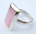 Rectangular pinkish mother of seashell made of 925. stamped sterling silver ring