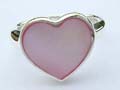 Heart shape sterling silver ring with pinky mother of seashell inlaid