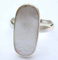 Flat enlarge rectangular white mother of seashell embedded made of 925. stamped sterling silver ring