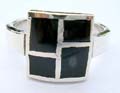 4 irregular rectangular shape black onyx made of sterling silver ring