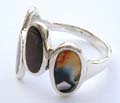 4 oval shape abalone seashell sterling silver ring