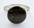 925. sterling silver ring with circular coconut shell wood  embedded