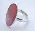 925. sterling silver ring with oval shape assorted mother of seashell or abalone seashell embedded