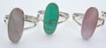 Long oval shape sterling silver ring with assorted mother of seashell or turquoise