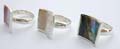 Square shape sterling silver ring with assorted mother of seashell or abalone inlaid