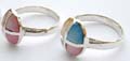 Sterling silver oval shape ring with assorted fresh water seashell or turquoise inlaid