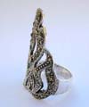 Cut-out fire shape pattern design sterling siver ring with multi marcasites embedded 