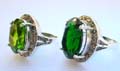 Sterling silver ring with oval blue/green cz stone set in middle with multi rounded marcasites around, randomly pick 