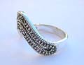 Cut-out up V shape pattern design sterling siver ring with multi marcasites embedded 