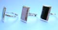 Sterling silver ring with long rectangular pink/blue mother of pearl seashell or onyx gemstone in middle, randomly pick by wholesale people