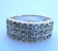 Wide band sterling silver ring with multi marcarsite stone embedded in 3 rows pattern design