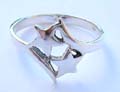 Open central holding double star design made of 925. sterling silver ring 