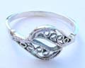Double wavy line design with filigree pattern made of 925. sterling silver ring