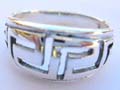 Thick band design with puzzle pattern motif sterling silver ring 