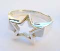 Flat wide band sterling silver ring with stunning star pattern