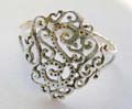 Filigree ring with curls line forming in diamond shape pattern made of sterling silver