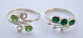 925. sterling silver toe ring with rounded green cz stones embedded swirl loop pattern central design, randomly pick. 
