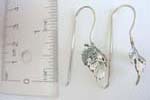 Sterling silver fish hook earring with winter leaf desig