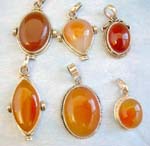 Assorted design amber, onyx , labradorite, turquoise gemstone sterling silver pendant