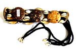 Multi circle coconut wooden beads belt with parallel white seashell design and 4 strings for closure