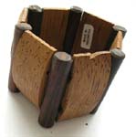 Coconut wooden bangle with cylinder and square shape design