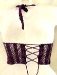 Beach wear purple crochet top with genuine sea shell flower and top ties at neck and back design 