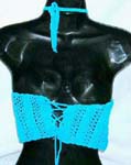 Beach wear aquarium crochet top with genuine sea shell flower and top ties at neck and back design