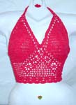 Crochet summer red top motif filigree pattern and sunflower forming in arrow shape design