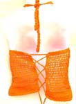Summer wear crochet top motif square pattern and butterfly knot on front with top ties at neck design in orange color