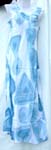 Light thin rayon tie-dye dress, body is cut on a ture bias to form a snug body fit, bottom panel is cut in a full circle to create a flirty handkerchief hemline