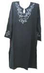 Assorted color bali casual 3/4 sleeve dress with V shape neck and embroidery flower on top and sleeves