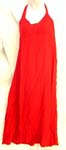 lady's thick rayon long dress with strings tie on neck and butterfly knot on front