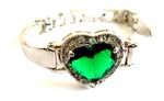 Fashion green cz heart shape chain bangle