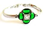 Fashion chain bangle with green cz flower design