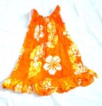 Hawaiian tropical garden and sealifes kid dress with dye-tie and butterfly knot on front, also elastic neck and arm design