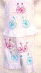 Assorted color embroidery hibiscus flower kids set with tank top and pants design