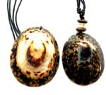 Genius seashell black cord necklace in olive shape with assorted pattern and color design