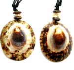 Genius seashell black cord necklace in olive shape with assorted pattern and color design