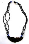 Assorted beads necklace with mouth shape dark color seashell pendant 
            with carved in pattern design
