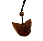 Black cord coconut wooden necklace with butterfly shape design