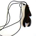 Coconut wooden black cord necklace with hanging man and flip around design