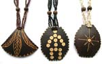 Multi seed bead necklace with assorted coconut hand carved pendant design