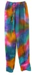 Lady's tie-dye pant with elastic and pull strings design made of half cotton and half rayon